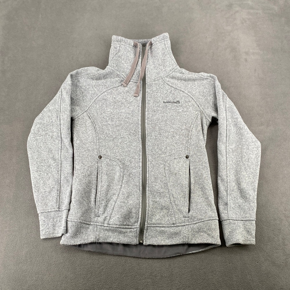 Avalanche Womens Full Zip Fleece Jacket Heather Gray Funnel Neck Thumbholes M